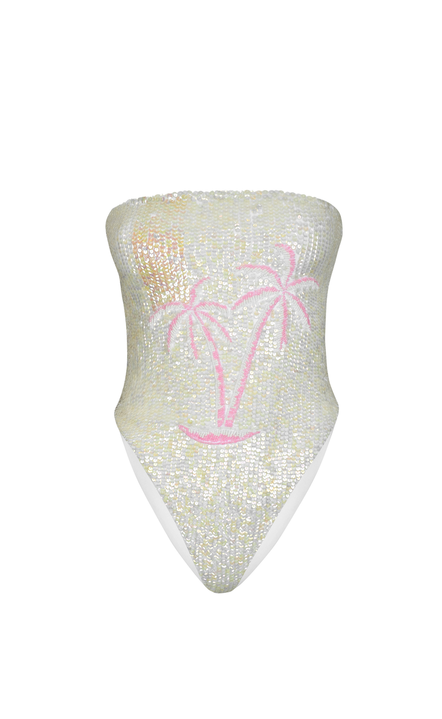 Chrissy Hand Embroidered White Sequin Swimsuit