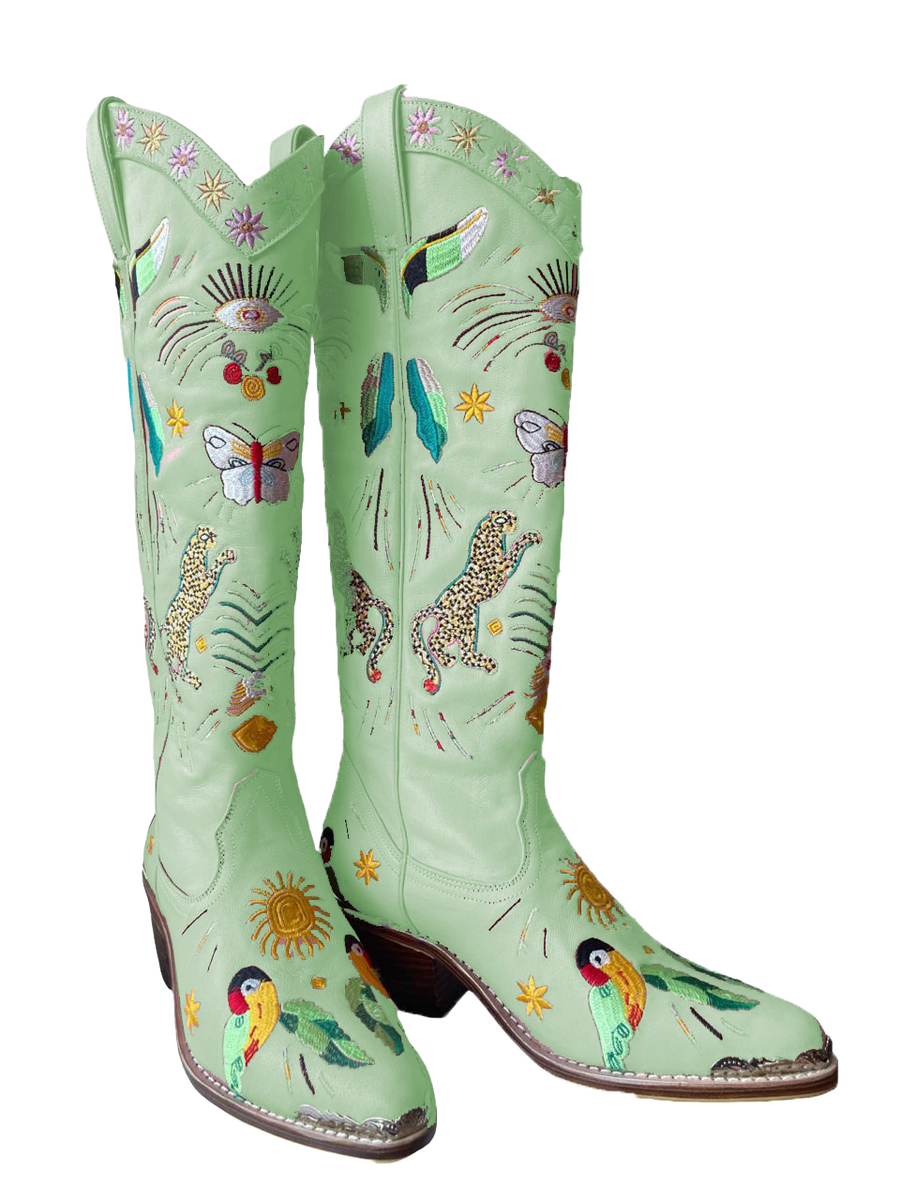 Willow Embroidered Leather Boots