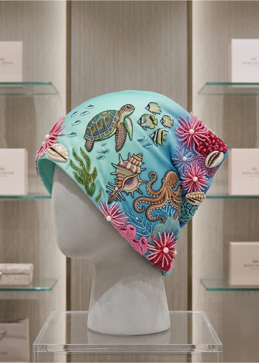 Blue Deep Ocean Head Scarf