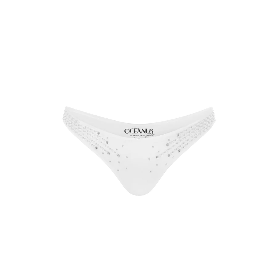 Ophelia Hand Embroidered Summer Bikini Bottoms in White