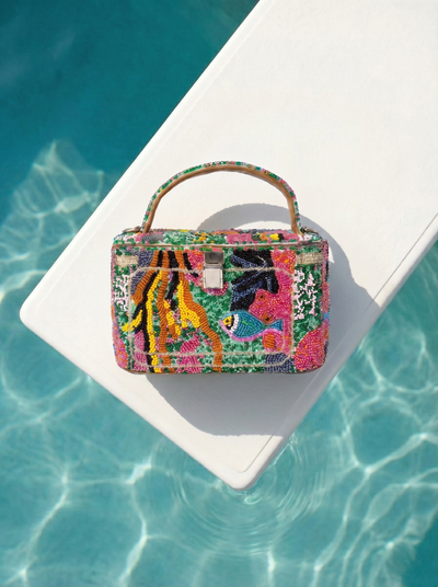 Reef Abstract Hand-Embroidered Vanity Bag