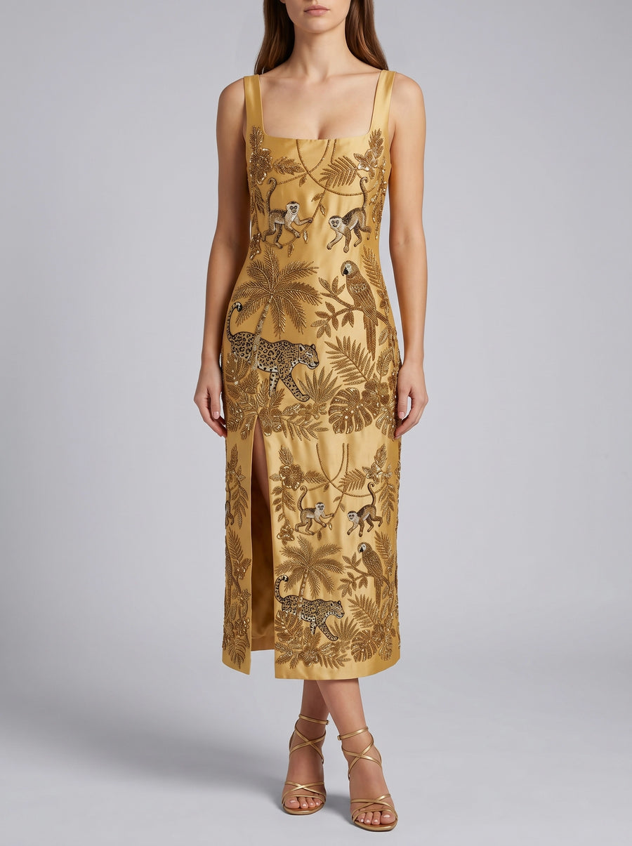 Zola Gold Midi Slip Dress