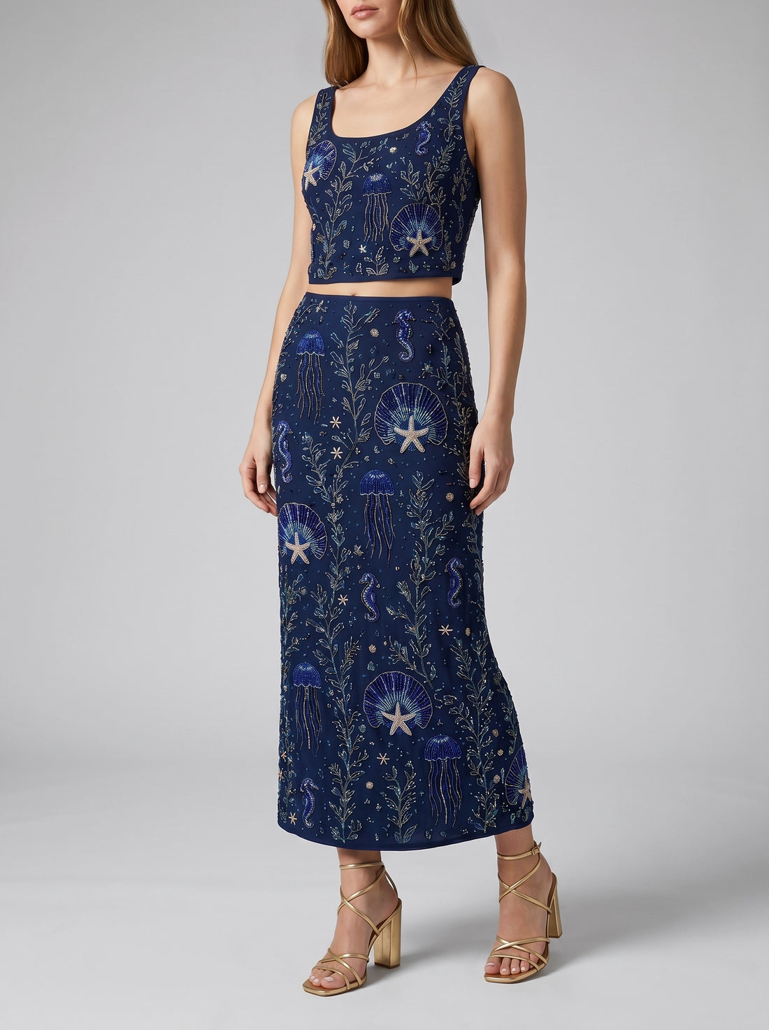 Reya Co-ord Long Skirt in Navy