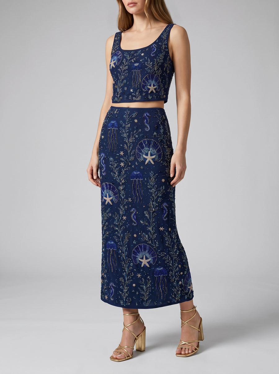 Reya Co-ord Top in Navy