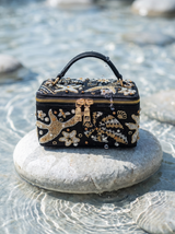 Selene Black Tiny Vanity Embroidered Leather Bag
