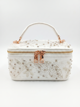 Selene White Tiny Vanity Embroidered Leather Bag