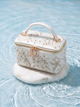 Selene White Tiny Vanity Embroidered Leather Bag