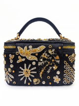 Selene Black Tiny Vanity Embroidered Leather Bag