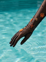 Starfish Flower Hand Beaded Black Glove