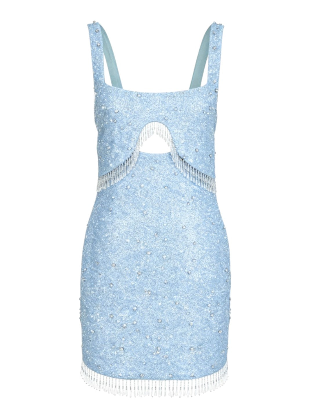 Posy Beaded Tasseled Mini Dress in Blue