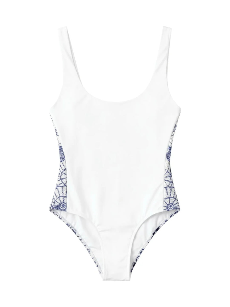 Oceanus x Zandra Rhodes Swirlshell Beaded One Piece