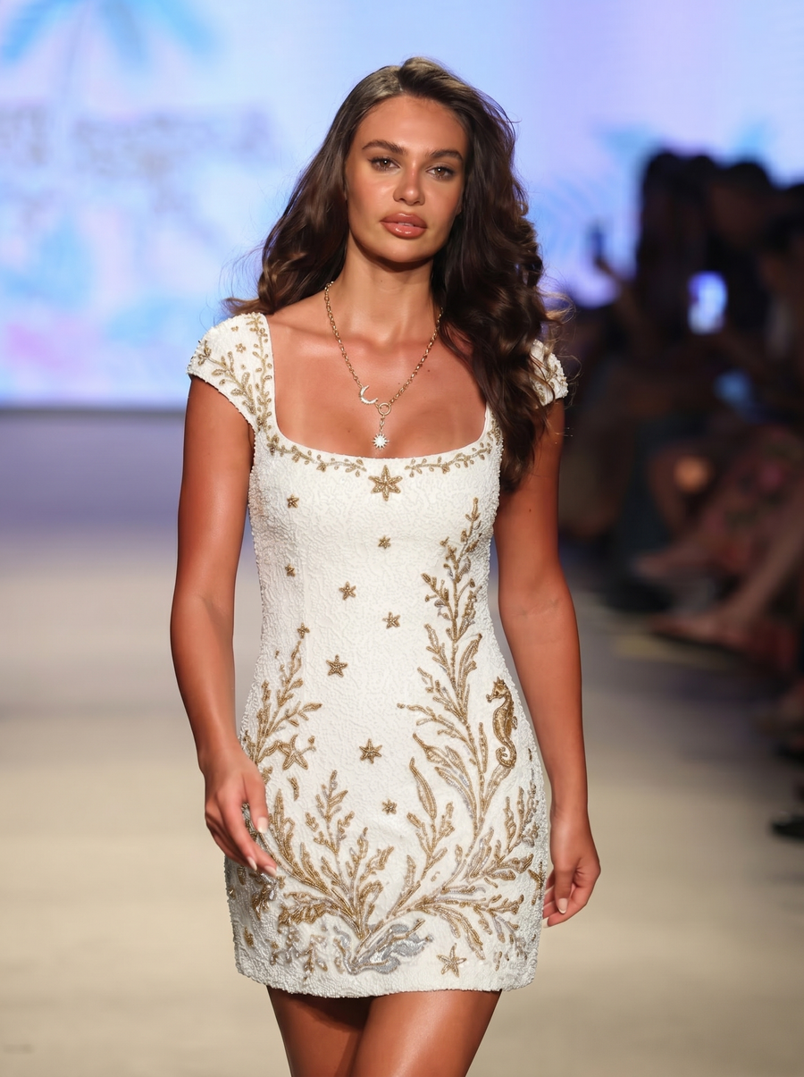 Coastal Sleeve White Mini Dress