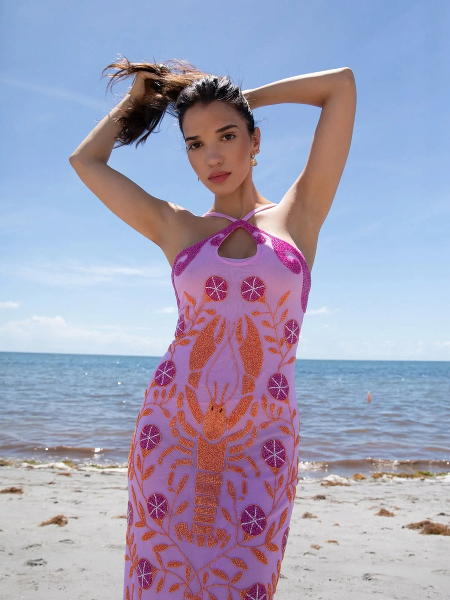 Lobster Pink long Dress