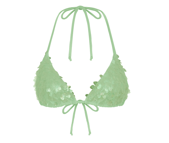 Sienna Sequin Embroidery Bikini Top - Green