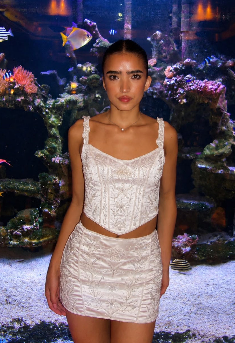 White Starfish Hand Beaded Co-ord