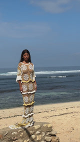 Daisy Crochet Dress White and Yellow