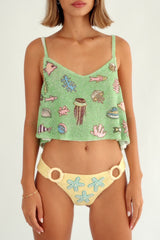 SEA Hand Beaded TOP GREEN in 360 degree view