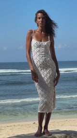 Calliope Luxury Crystal Maxi Party Dress White