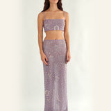 Hazel Beaded Lilac Powermesh Jellyfish Maxi Skirt - Multi Color