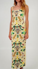 Aurelia Maxi Dress - Multi Colour – Multi-colour tropical motif long dress – Oceanus Swimwear