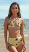 Michelle Hand Beaded Yellow Bikini Top