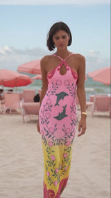 Dolphin Hand Beaded Maxi Dress