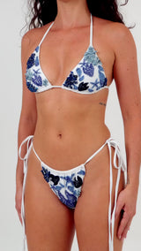 Elenora Bikini Top in Floral Blue White