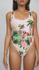 A 360 degree view of Maya Scoop Back Tropical Swimsuit Pink