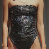 Palm Tree Sequin Swimsuit