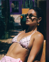Rose Luxe Self - Tie Bikini Top - Oceanus Swimwear