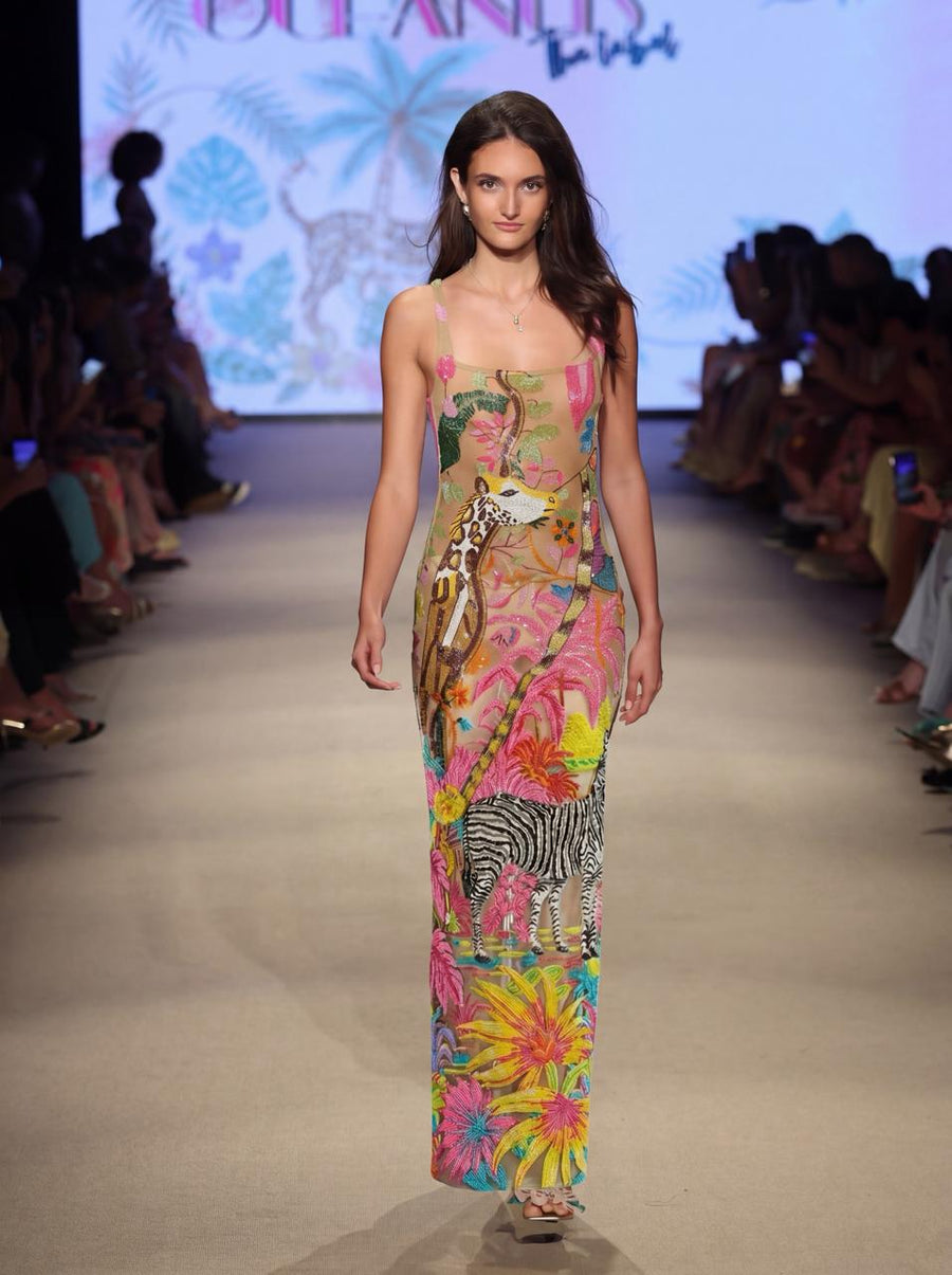 Safari Garden Beaded Maxi Dress