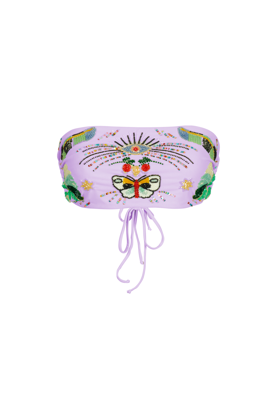 Clover Embellished Tropical Embroidery Bikini Top