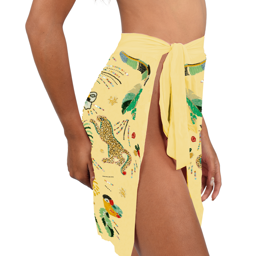 Aurelia Embroidered Luxury Yellow Mini Skirt