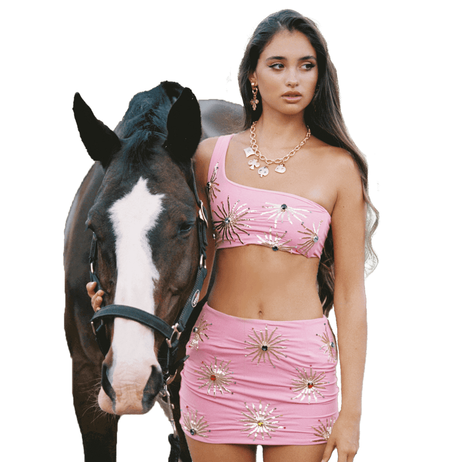 Callie Co - ord Pink Top - Oceanus Swimwear