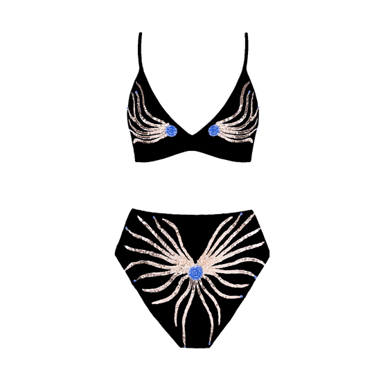 Ursula Bikini Black Top Velvet - Oceanus Swimwear