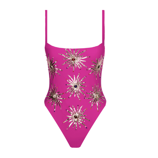 Callie Swimsuit Fuchsia with Straps - Oceanus Swimwear