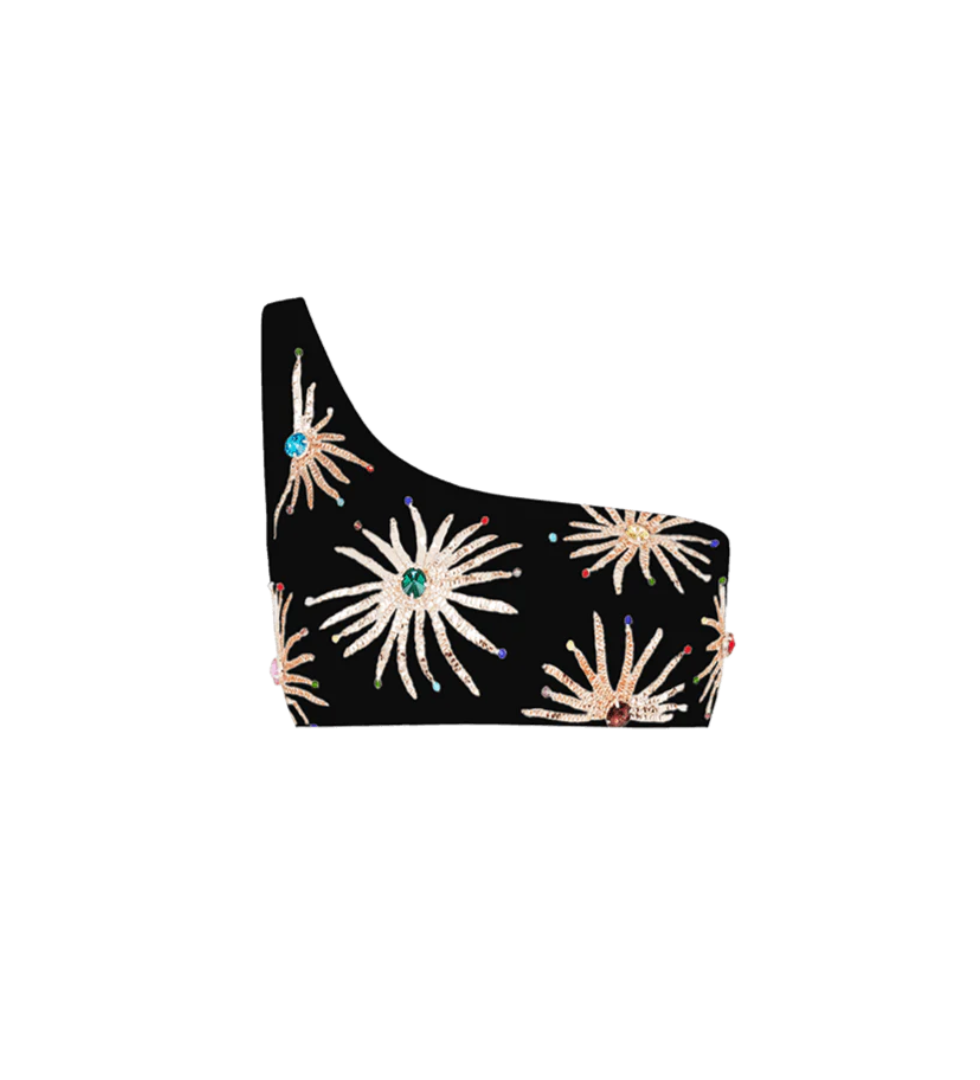 Callie Co-ord Velvet Top Only - Black