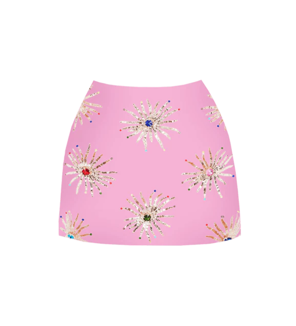 Callie Co-ord Luxe Mini Skirt Pink
