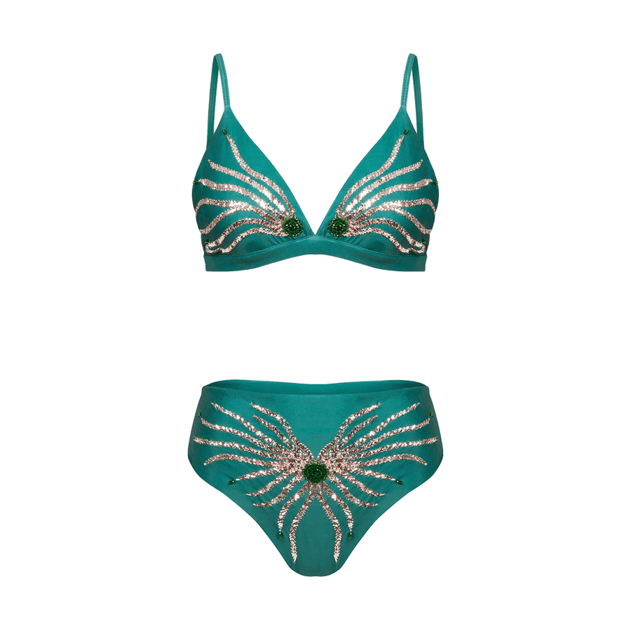Ursula Bikini Dark Green Lycra - Oceanus Swimwear