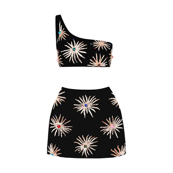 Callie Co-ord Top Black - Oceanus Swimwear